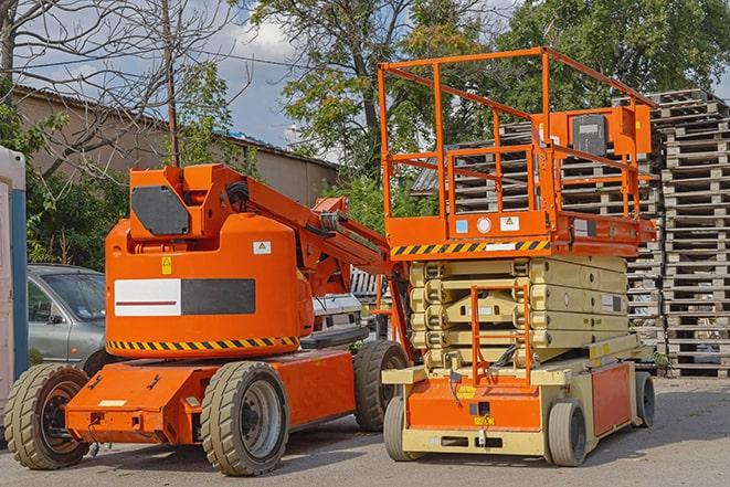 busy forklift activity in a well-maintained warehouse facility in Englishtown